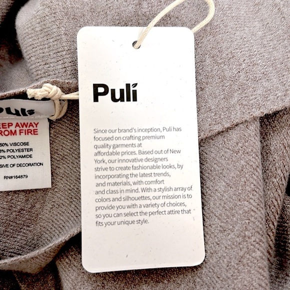 Puli Tan Asymmetrical Shrug with V-Neck - Picture 8 of 9